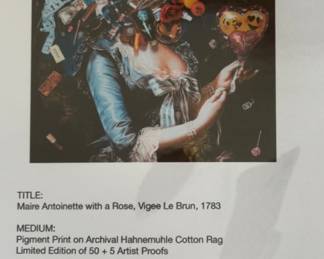 14. Signed Pigment Print on Archival Hahnemuhle Cotton Rag by Jake Scharbach “Marie Antoinette With A Rose, Vigee Le Brun, 1783” Limited Edition of 50 + 5 Artist Proof 2022 Art (24” x 26”) Mat (31” x 32”)