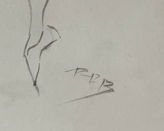 27. Signed Modern Piece on Grey Wash on Paper by Rudolf Raimund Ballabene 1930s Art (16” x 12”) Frame (16” x 20”)
