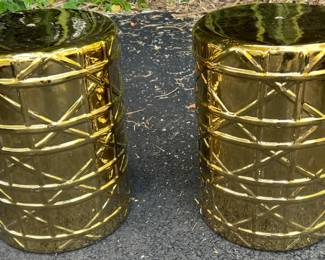 52. Pair of Glazed Garden Stools (13" x 18")