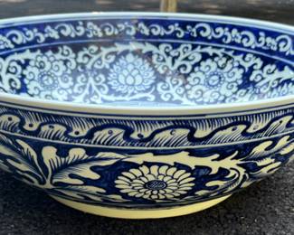 57. Asian Blue & White Decorative Bowl (26" x 9")