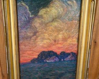 6. Signed Oil on Board by K.C. Swope, in Finished Corner Gold Leaf Frame, Registered at Smithsonian as Important Work Before 1928 Art; (14” x 23.5”) Frame (20” x 30”)