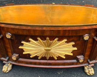 50. Maitland Smith Regency Style Ice Bucket w/ Wood Veneer & Brass Accents (42" x 21" x 18") 