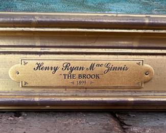 37. Signed Oil on Canvas by Henry Ryan MacGinnis “The Brook” 1899 Art (19.5” x 15.5”) Frame (27” x 23”)
