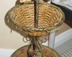 Iron & Wicker Two-Tiered Basket