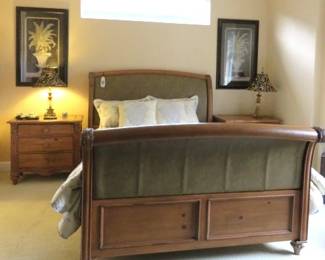 Queen Size Sleigh Bedroom Set with matching Nightstands, Dresser with Mirror & Chest of Drawers