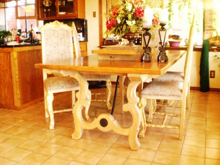 Great Mediterranean table and 6 high back chairs