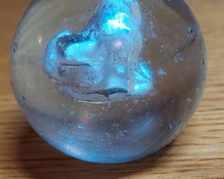 Large 2" antique German sulphide sulfide marble with collie dog inside 