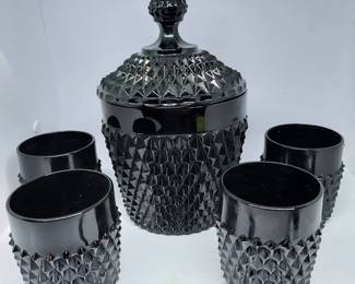 black diamond point ice tub and 4 glasses