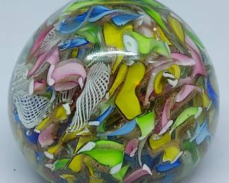 Murano Tutti Frutti paperweight.  Lots more Murano glass and also paperweights in this sale including Baccarat and more. 