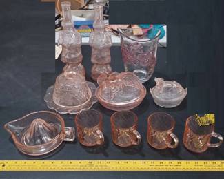pink depression glass lot