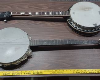 2 old banjos, one is a Harmony