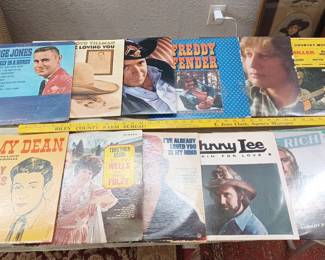 Old country music albums including 1 rare early GEORGE JONES