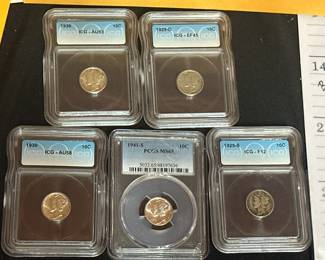 graded coins, one lot of several.  This one is all mercury dimes. 