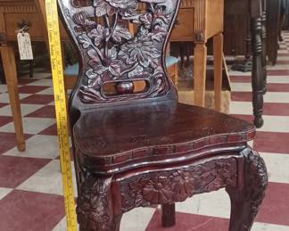 Antique Japanese carved wooden chair beautiful