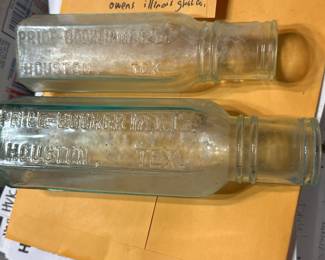 Houston Texas pickle jars w Price-Booker Company embossed advertising.  2 different sizes.  circa 1890-1910s