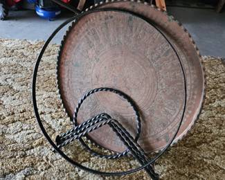 Antique wrought iron and brass Far-Western table $40 Saturday price