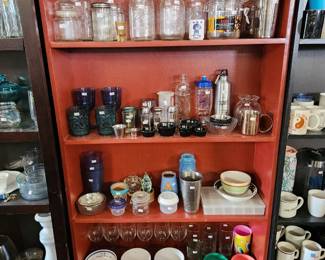 We have a red shelf full of items shown for .25 cents to .50 cents each.
We will also have 7 large shelves full of more glassware with higher price points.