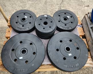 Assortment of weight plates
$3-$20 each.
We have more than this.