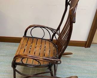 $350 Oak and willow antique rocking chair 
