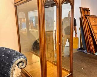 $1,000 Glass display cabinet w/lights (has glass shelving not shown) 38 x 47 x 81