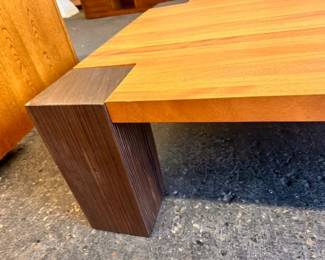 $1,300 Blackwood and Teak coffee table with glass top 63 x 40 x 16.5
