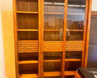 $800, Sliding glass door cabinet/ display shelf 62 x 16 x 86