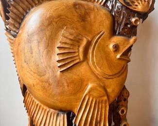 $2,000 pair wood carving- fish motif 28 x 9 x 75