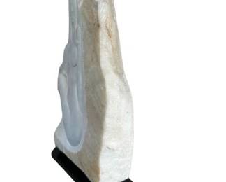 $400. Modern Sculpture Female Figure White Marble On Iron Base- Bela Bacsi