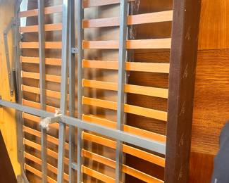 $1200 Queen black leather headboard (Sanuci) and hide-a-bed 81 x 41