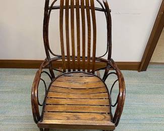 $350 Oak and willow antique rocking chair 
