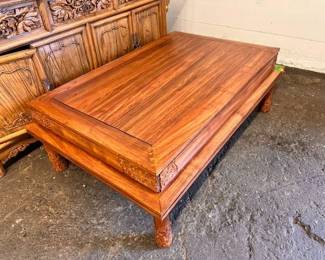 $1,200 Huali Rosewood Chinese tea (coffee) table carved sides and legs 