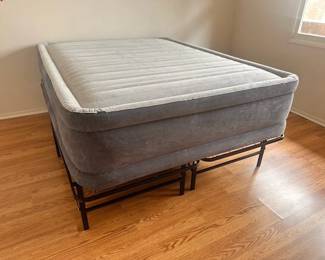$180 Queen self inflating mattress & folding metal stand