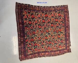 $800. 51 x 55, Antique Fine Unusual Qashqai Rug, Fars District, Wool on Wool