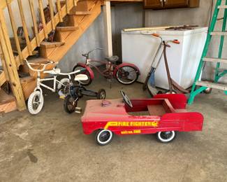 Pedal car, bikes, scooters