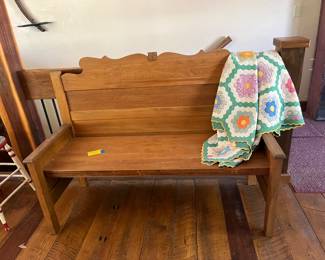 Bench made from bed pieces,Grandma’s garden quilt