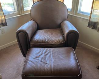 Leather chair with ottoman
