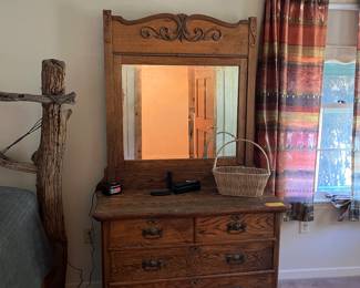 Antique oak dresser with mirror