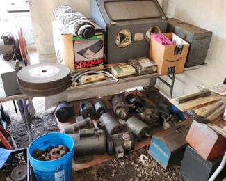 Motors. Tool boxes. Sleeping bag