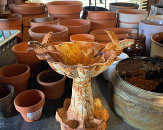 Miniture Metal Bird Bath with Humming Birds 