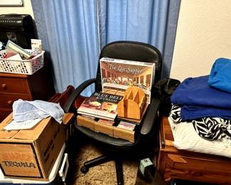Desk chair vintage audio cassettes