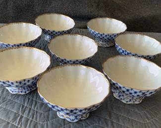 Imperial Russian Lomonosov Cobalt Net Ice Cream Dishes