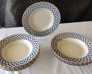 Imperial Russian Cobalt Net SoupSalad Bowls