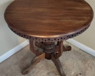 Antique Carved Wood Round Table