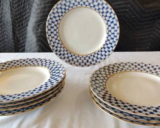 Imperial Russian Cobalt Net Luncheon Plates