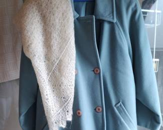 Aqua Hip Length Jacket Wool Scarf