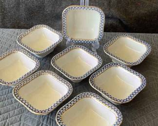 Imperial Russian Lomonosov Cobalt Net Vegetable Bowls