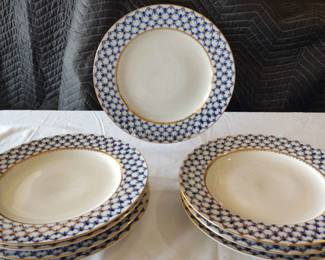 Imperial Russian Cobalt Net Dinner Plates