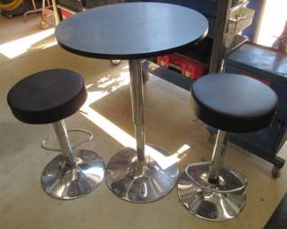Black & Chrome Table & Stools