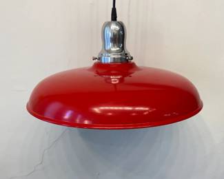 red enamel pendant lights (6 available)