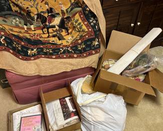 Lots of Needlepoint! Yarn, completed projects, almost finished, and kits.